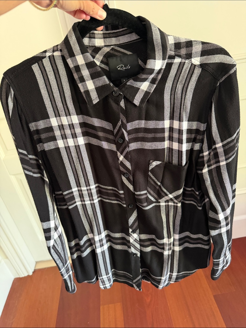 Rails Black and White Plaid Button-Down Shirt